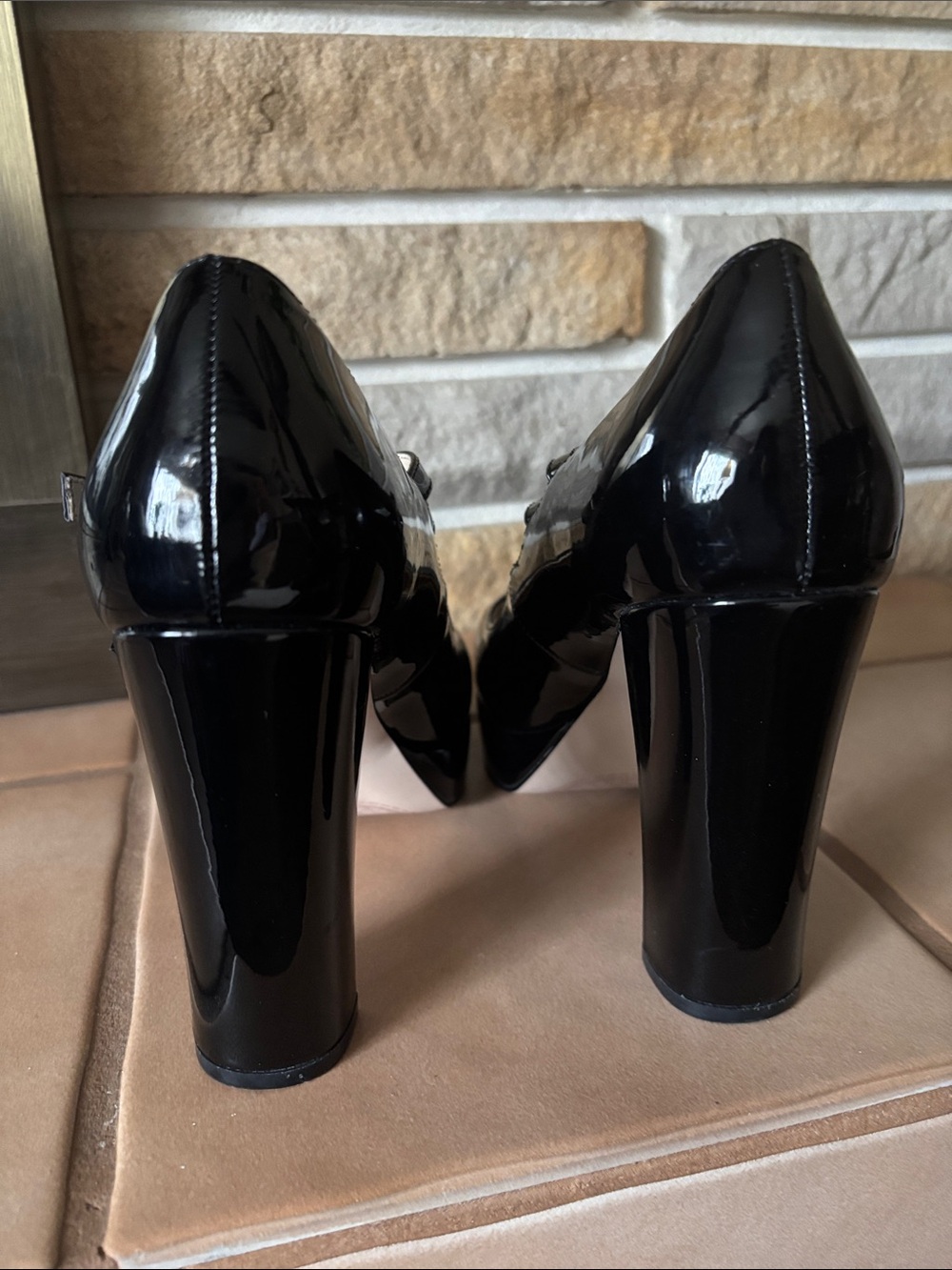 Jessica Simpson JP-Erimma Black Patent Platform Mary Janes - Size 8M - Picture 7 of 12